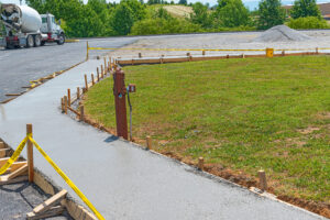Unfinished concrete sidewalk built for residential area in Houston, TX