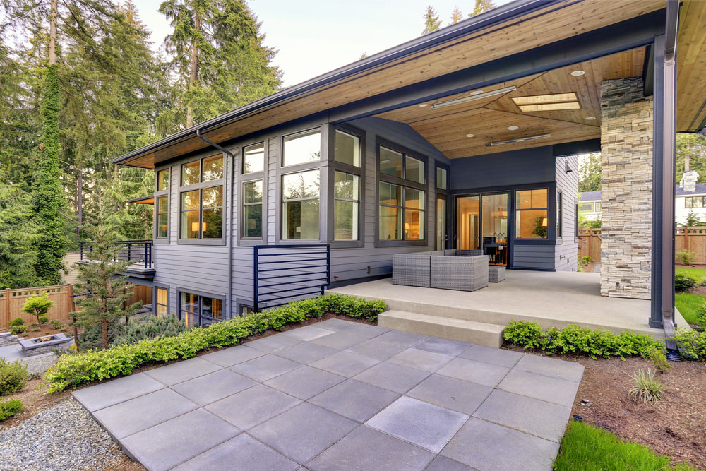 A beautiful porch design with concrete natural patio