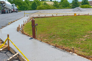 Unfinished concrete sidewalk for built for residential area in Houston, TX